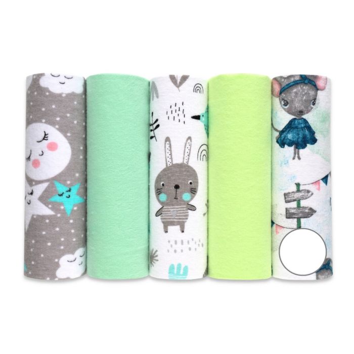 Flanellist lapid komplektid 5tk "Green" 