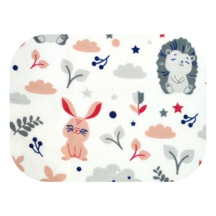 Beebi flanellist lapid "Bunny & Hedgehog" roosa  70x80cm 1tk