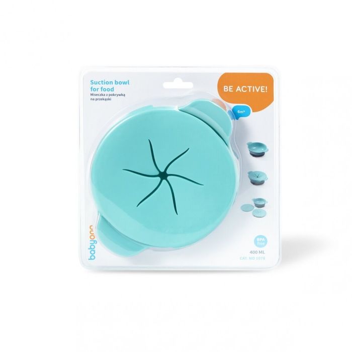 Babyono kleepuva põhjaga kauss koos kaanega sinine 