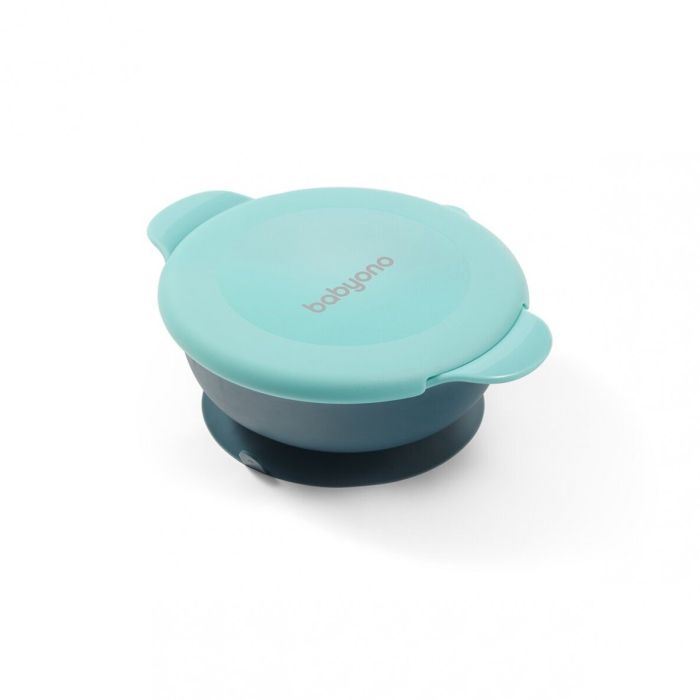 Babyono kleepuva põhjaga kauss koos kaanega sinine 