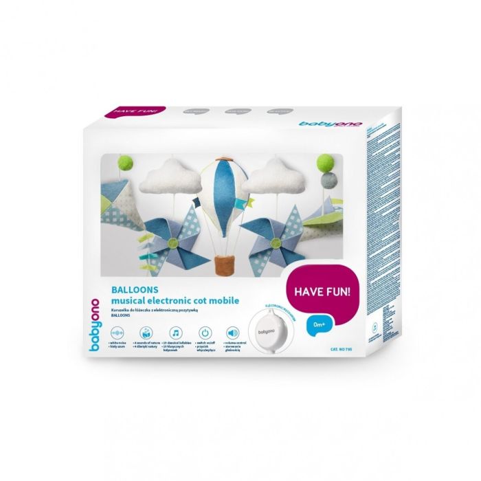 Muusikat mängiv karussell "Balloons" pehmete loomadega