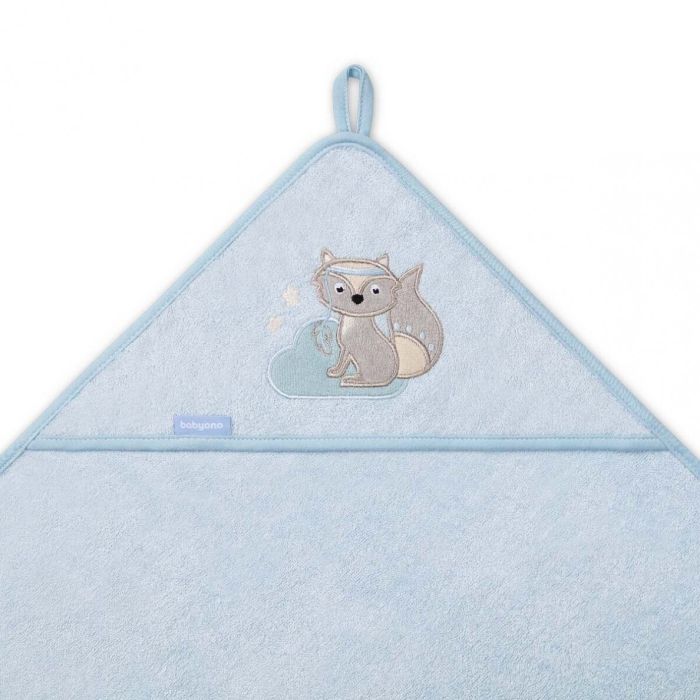 Bamboo kapuutsiga vannilina 100x100  "Foxy" sinine