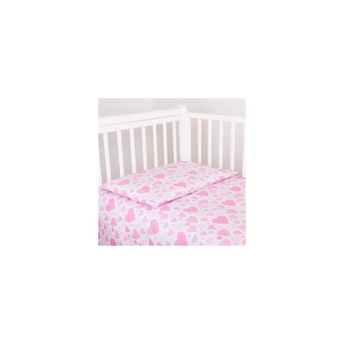 Voodipesu komplekt 135x100 "Südamed" roosa