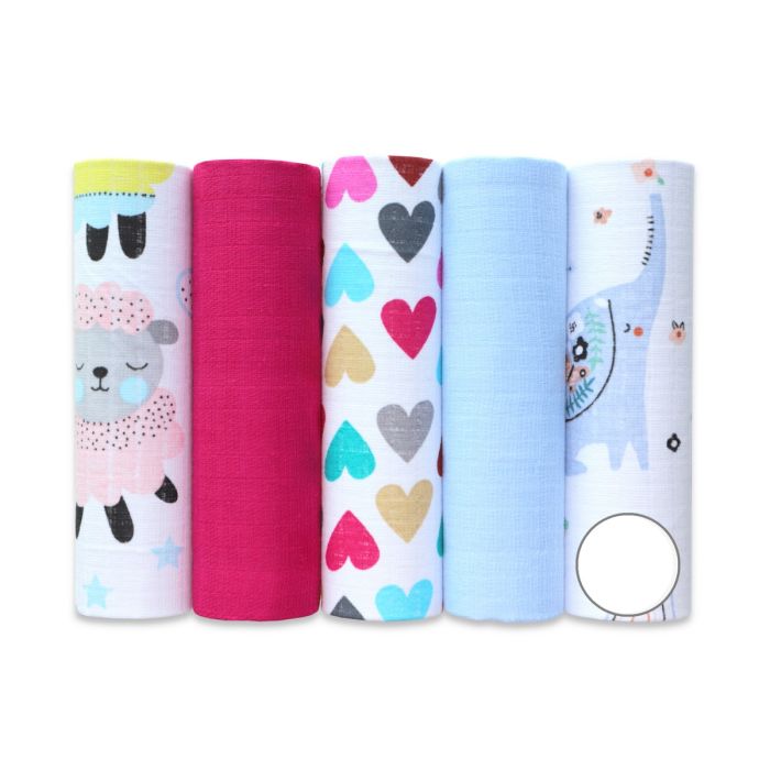 Puuvillaste marli lapid komplekt, 5 tükki, "Sunny life"