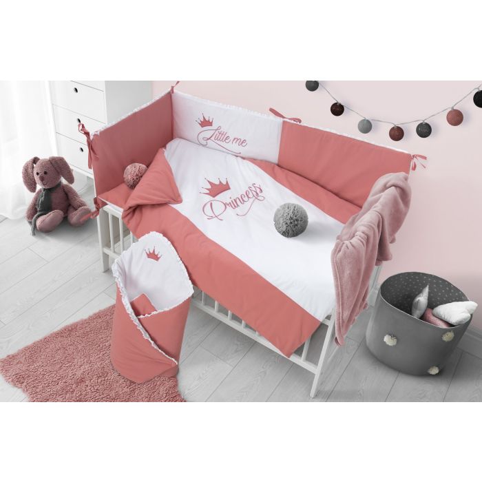 Beebi voodipesu ja voodipehmendus "Royal baby" roosa