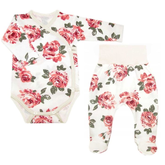 Beebiriided 2 osaline "Big roses ecru" 