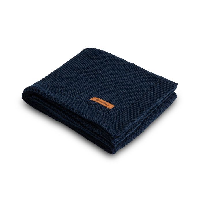 Kootud  beebitekk "Mama" 100x80 cm tumesinine