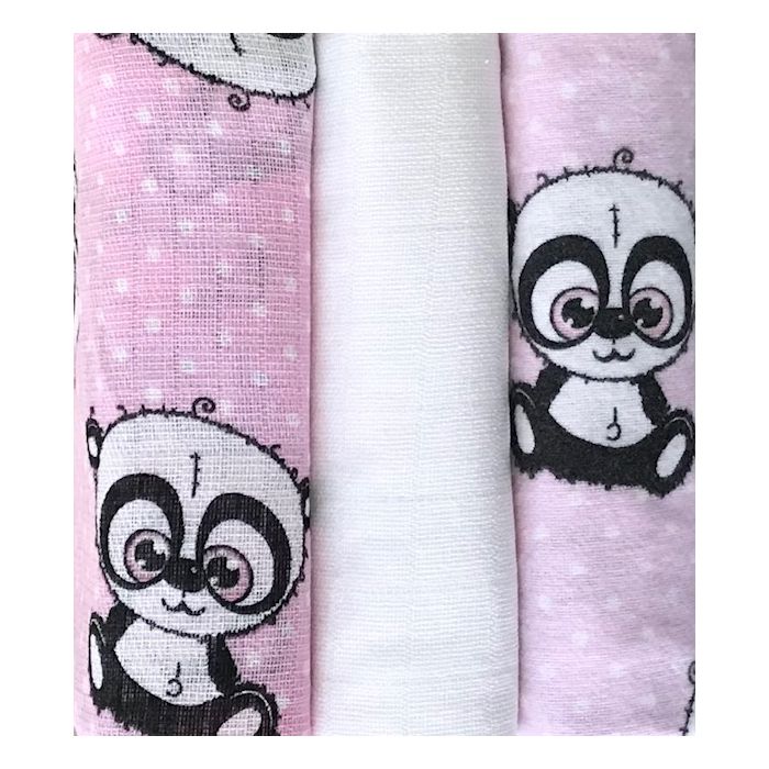 Puuvillaste mähkmete komplekt, 3 tükki, "Panda girl" 