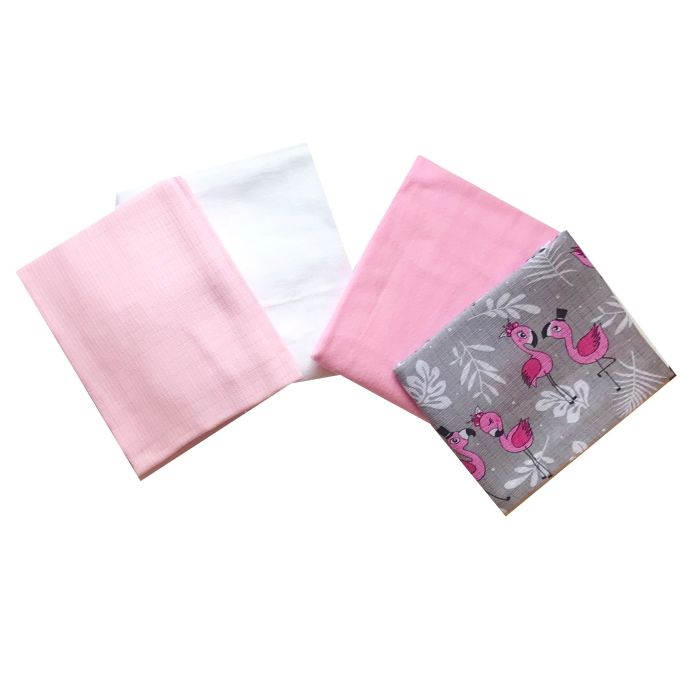 Puuvillaste mähkmete komplekt, 4 tükki, "Flamingo"