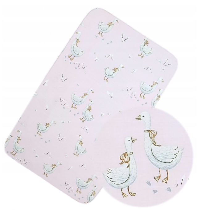 Puuvillane kummiga voodilina 60x120 cm "Golden goose pink" 