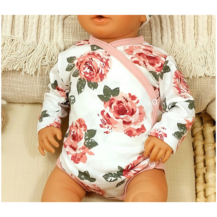 Beebiriided 2 osaline "Big roses pink" 