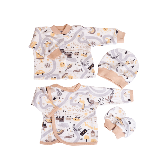 Beebiriided - komplekt vastsündinule 5-e osaline "Sunny days" beež