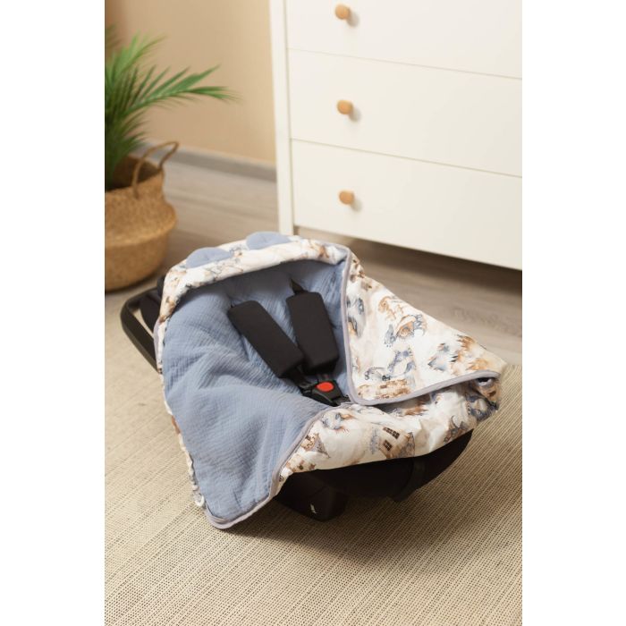 Soojakott vankrisse/turvatool  musliinist  "Draco" 90x90 cm jeans