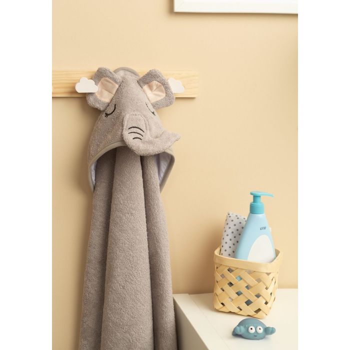 3D kapuutsiga vannilina "Elephant"100x100cm "frotte"