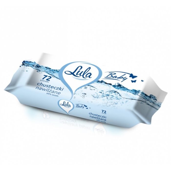 Drėgnos servetėlės kūdikiams Lula Baby 99% water 72 vnt.