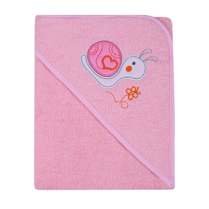 Kapuutsiga vannilina "Snail" 80x80cm "frotte" roosa