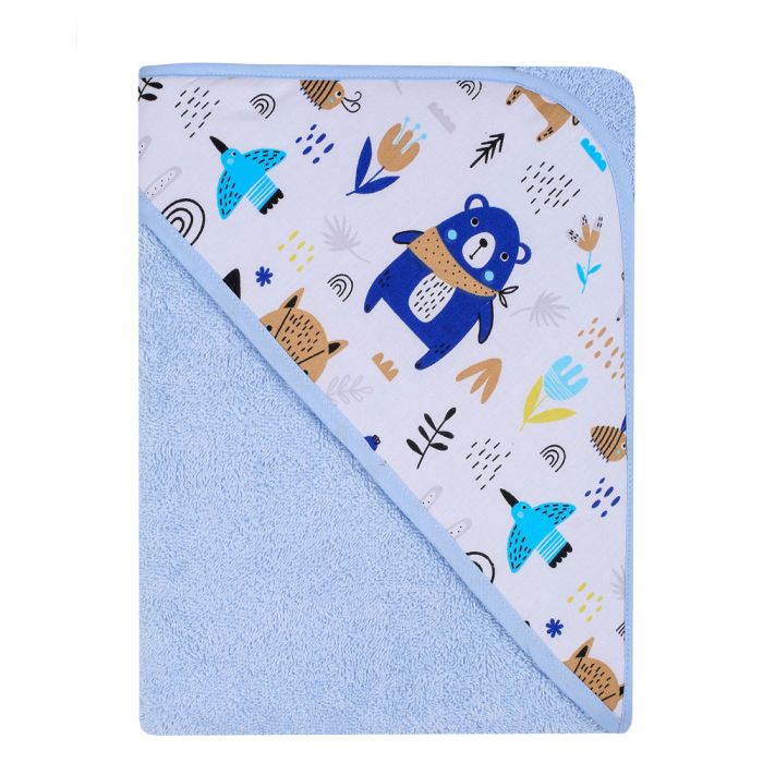 Beebi rätik "Fox & Bear" 80x80 cm "frotte" sinine