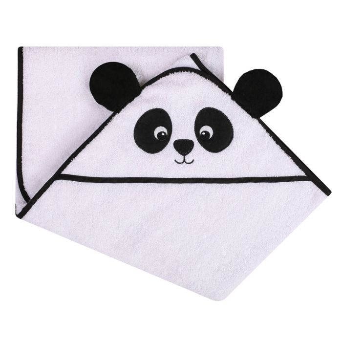 Kapuutsiga vannilina "Panda" 100x100cm "frotte" valge