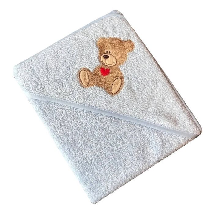 Kapuutsiga vannilina "Teddy bear" 100x100cm "frotte" sinine