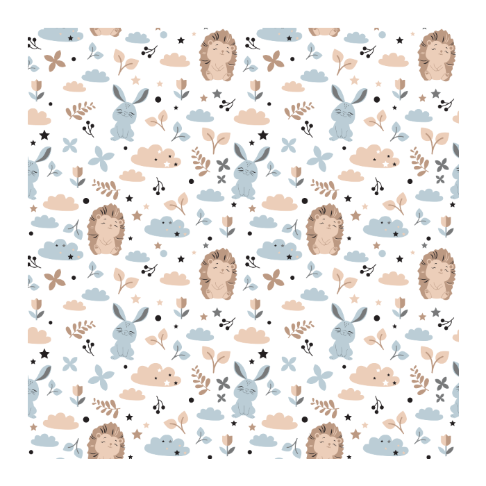 Beebitekk  90x80 cm "Bunny & Hedgehog" beež