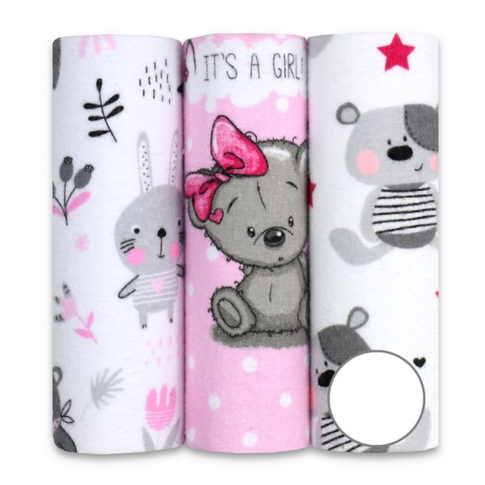 Flanellist lapid komplektid 3tk "Girly set" 