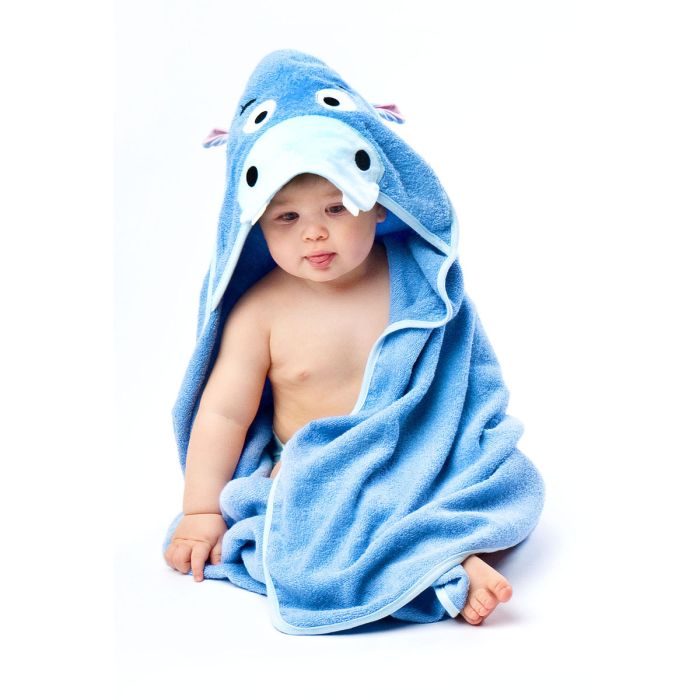 3D kapuutsiga vannilina "Hippo"100x100cm "frotte" sinine