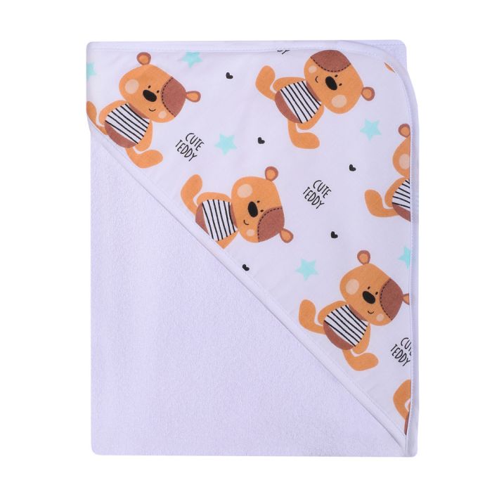 Kapuutsiga vannilina "Cute teddy" 100x100 cm "frotte" 