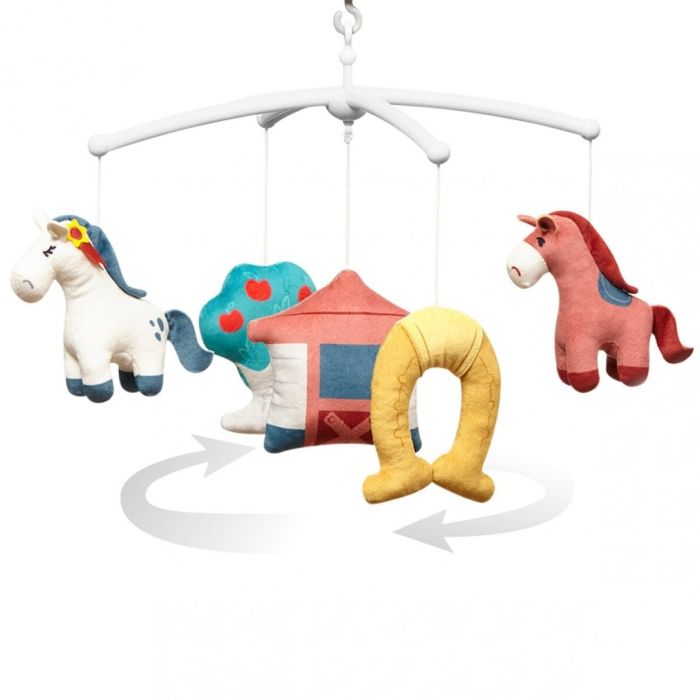 Muusikat mängiv karussell "My little pony" pehmete loomadega