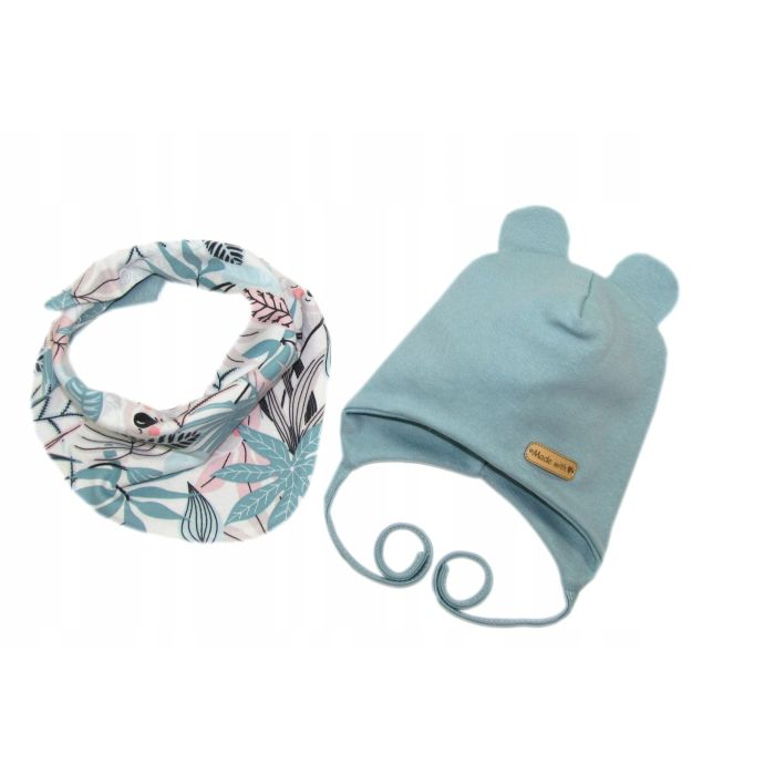 Beebi müts (kahekihiline) ja sall "Love" - mint