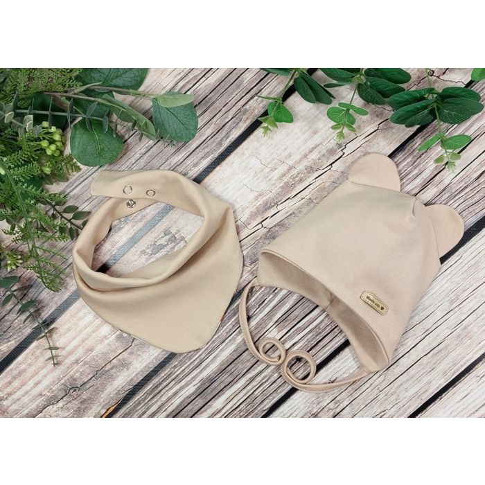 Beebi müts ja sall  "Love" - Beige bears