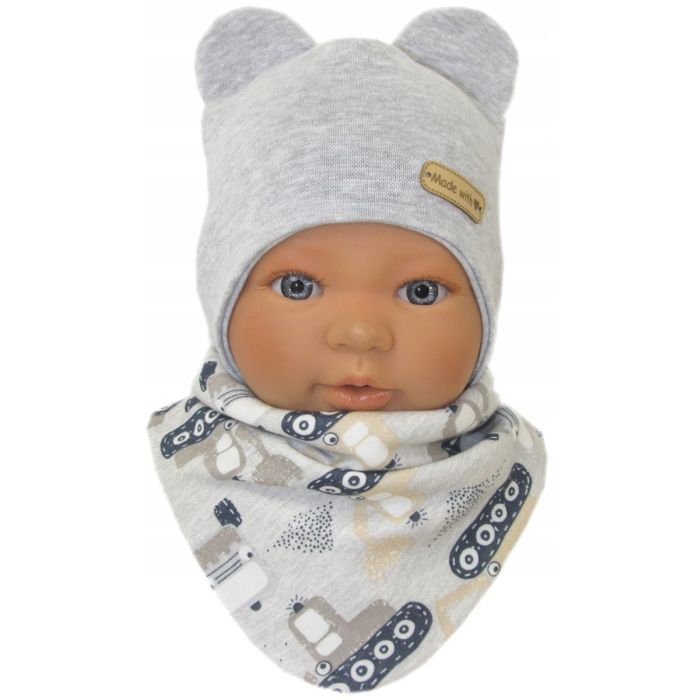 Beebi müts ja sall  "Love" - Grey