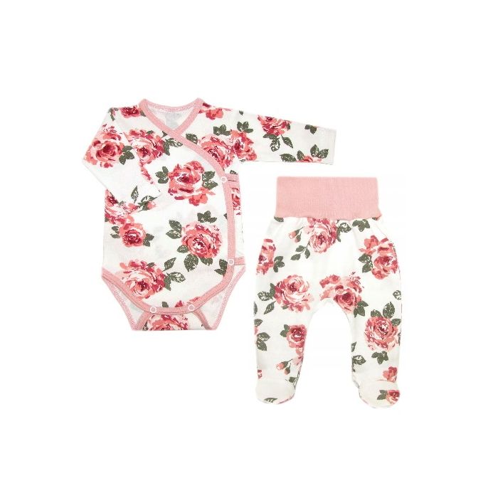 Beebiriided 2 osaline "Big roses pink" 