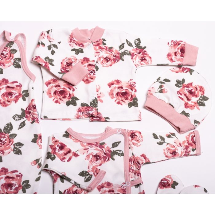 Komplekt vastsündinule 5-e osaline "Roses" roosa