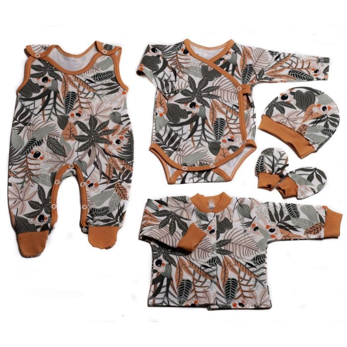 Komplekt vastsündinule 5-e osaline "Tropics" pruun