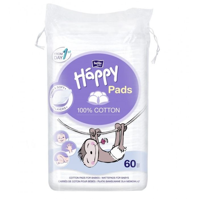 Kosmeetilised vatipadjad beebidele BELLA Cotton 60 tk