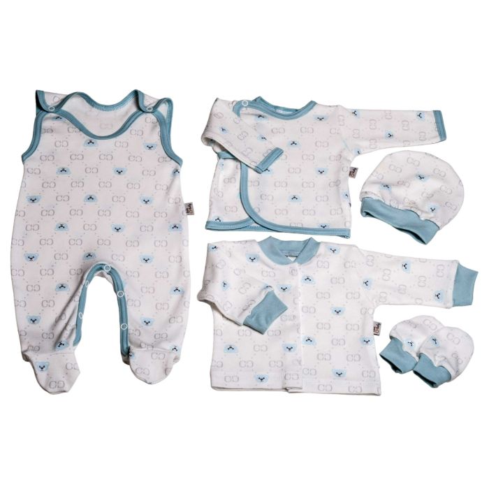 Komplekt vastsündinule 5-e osaline "Bear glamour" valge