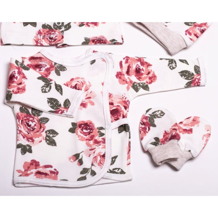 Komplekt vastsündinule 5-e osaline "Roses" valge