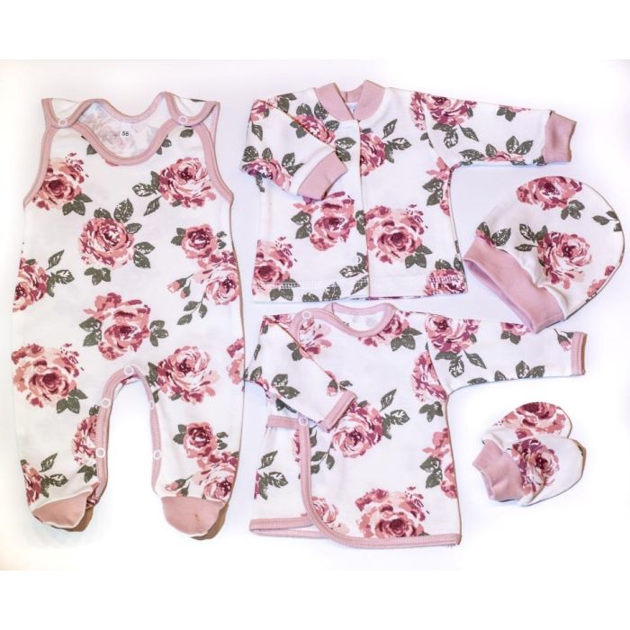 Komplekt vastsündinule 5-e osaline "Roses" roosa