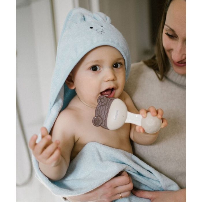 Bamboo kapuutsiga vannilina 100x100 cm "Mouse blue"