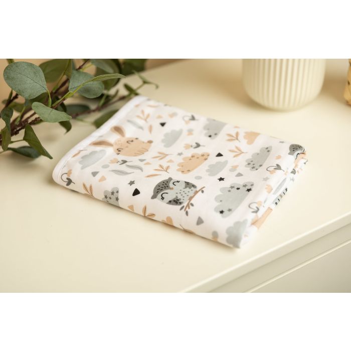 Musliin beebitekk "Light owl" 80x100 cm 