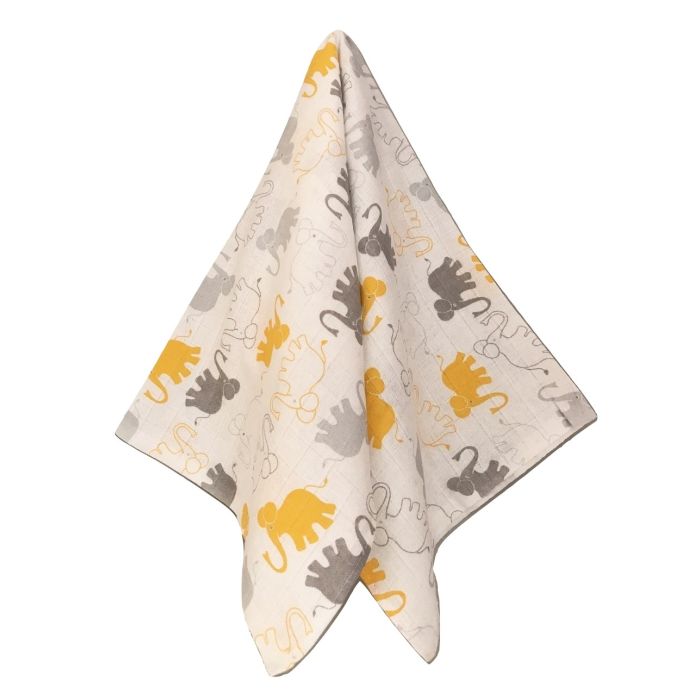 Puuvillased marlirätid mähkmed Lux 60x80cm "Zoo" kollane 1tk