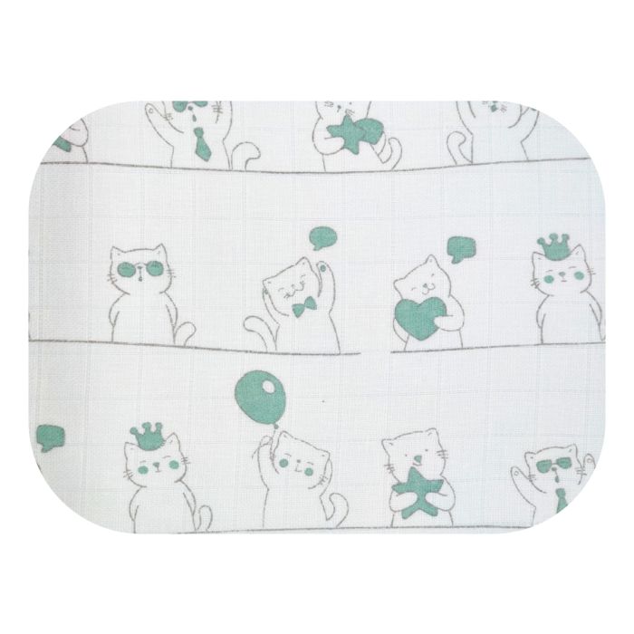 Puuvillased marlirätid mähkmed Lux 70x80cm "Cats green"  1tk