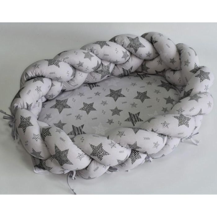 2in1 Beebipesa - Voodipehmendus beebile "Galaxy grey" hall