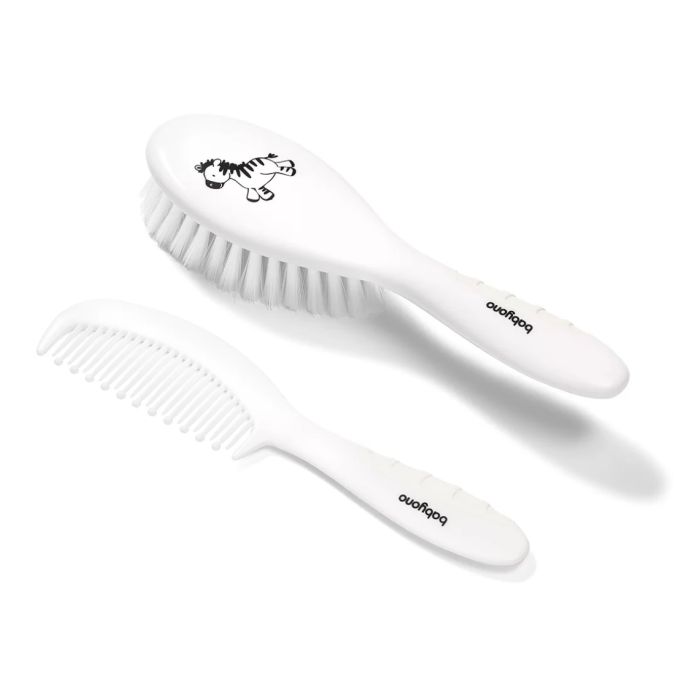 BabyOno komplekt juuksehari ja kamm valge "Zebra"