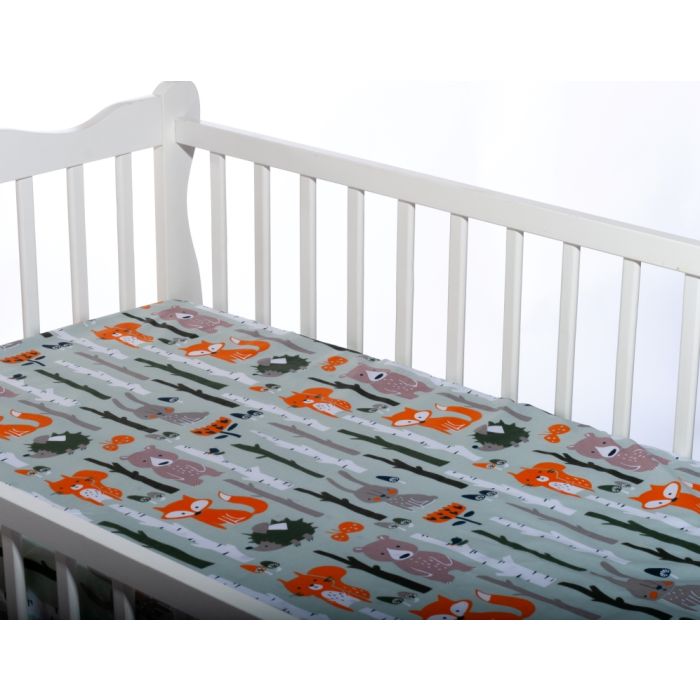 Kummiga voodilina "Forest life" 60x120 - puuvil, hall