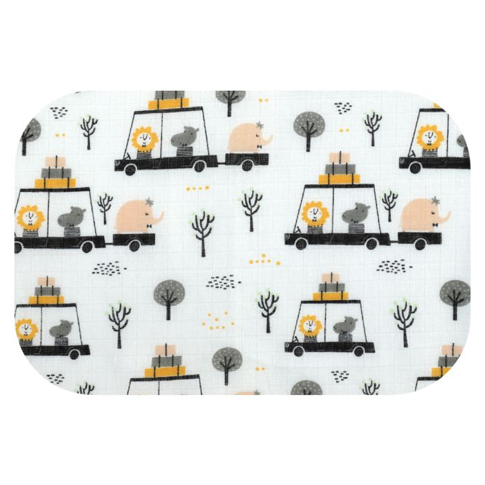 Puuvillased marlirätid mähkmed Lux 70x80cm "Zoo" kollane 1tk