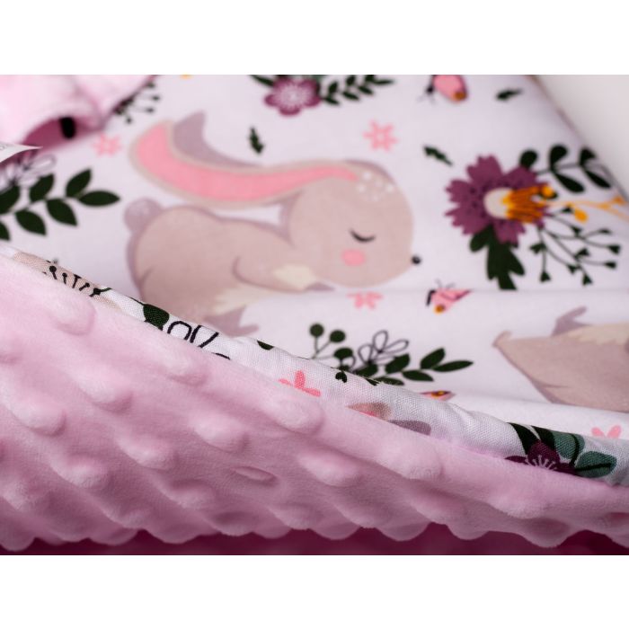 Kahepoolne tekk ja padi komplekt "Bunnies &Flowers" 