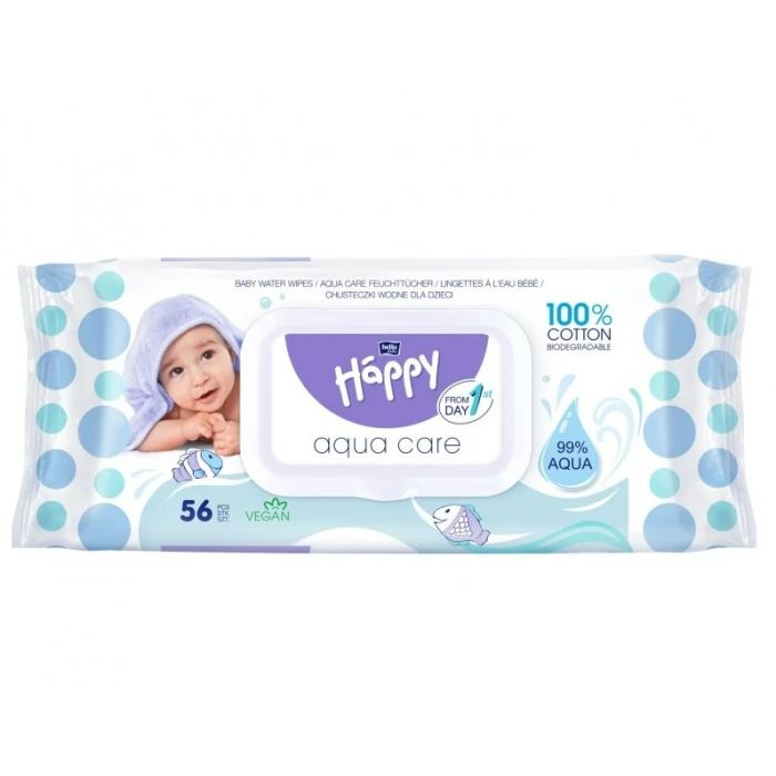 Niisked salvrätikud Bella Happy "Aqua care 99% aqua" 56 tk