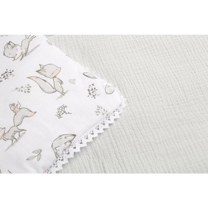 Musliin ja puuvillane beebitekk "Foxy" hall