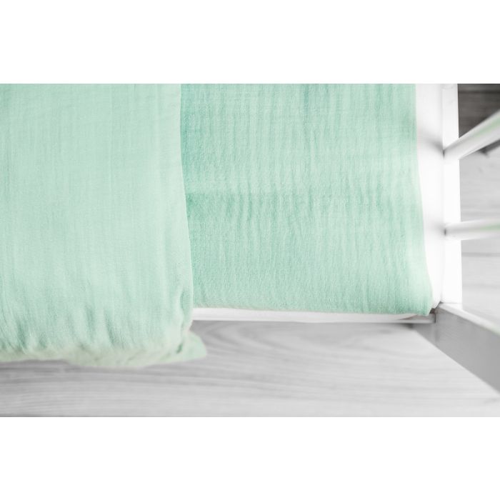 Musliinist beebi voodipesu komplekt 135x100 "Soft mint" 